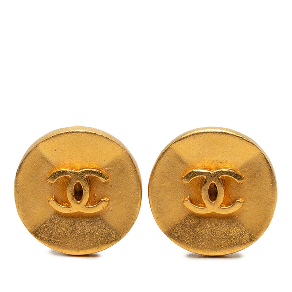 Pre-Loved Chanel CC Gold Plated Button Clip On Earrings